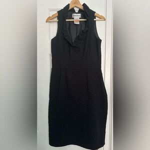 VINTAGE DANNY & NICOLE Black Textured Dress. Ruffle collar – Size 8 vintage (S)